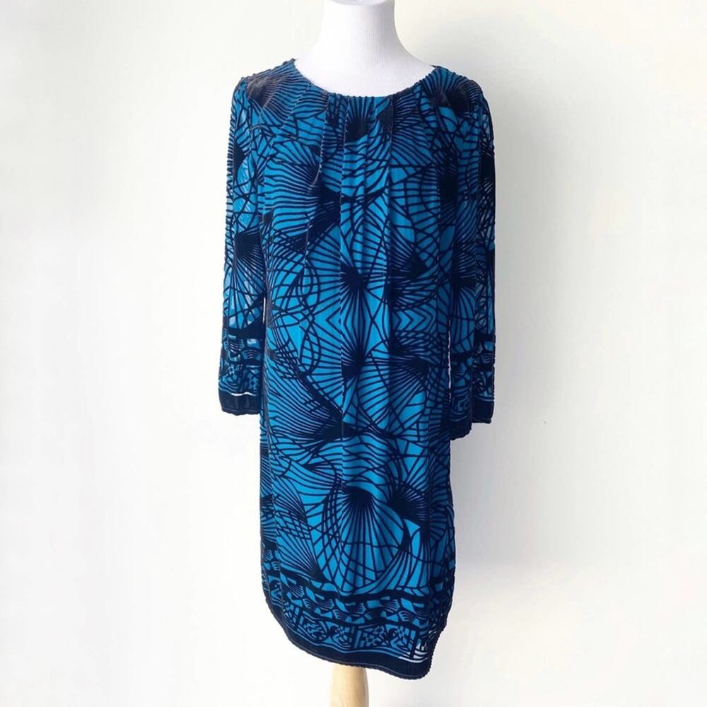 Nurture Blue & Black Maternity Velvet Shift Dress